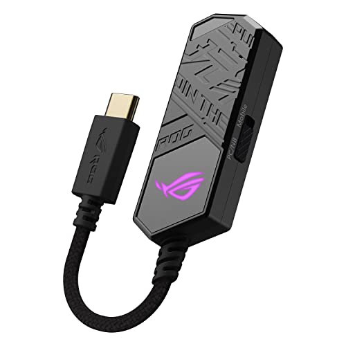 ROG Clavis USB C to 3 5 mm Gaming DAC with AI Noise Canceling Mic MQA rendering Tech ESS 9281 Quad DAC Audio amplifier and Aura Sync  ROG Clavis is Compatible with PCs Mobile Devices and laptops
