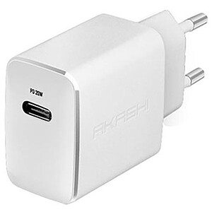 Akashi Chargeur secteur intelligent 3A USB C 20W White
