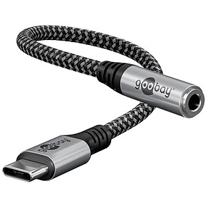 Goobay Cable USB C vers Jack 3 5 mm M F 0 15 m Black Grey
