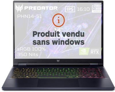 ACER Portable Predator Helios 14 Neo PHN14 51 78ER Intel Core U7 155H 32GB LPDDR5X 1ToSSD NVIDIA GeForce RTX4060 14 5 WQXGA IPS 120Hz Mate NO OS
