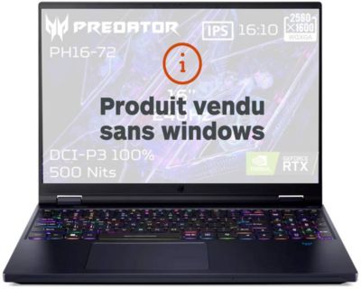PC Gamer ACER Predator Helios 16 PH16 72 70XR Sans OS
