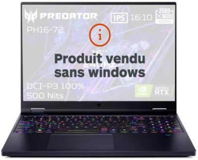 PC Gamer ACER Predator Helios 16 PH16 72 98Q2 Sans OS
