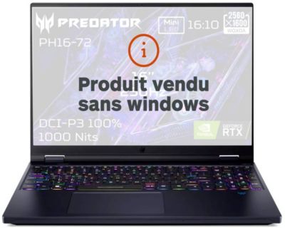 PC Gamer ACER Predator Helios 16 PH16 72 934J Sans OS
