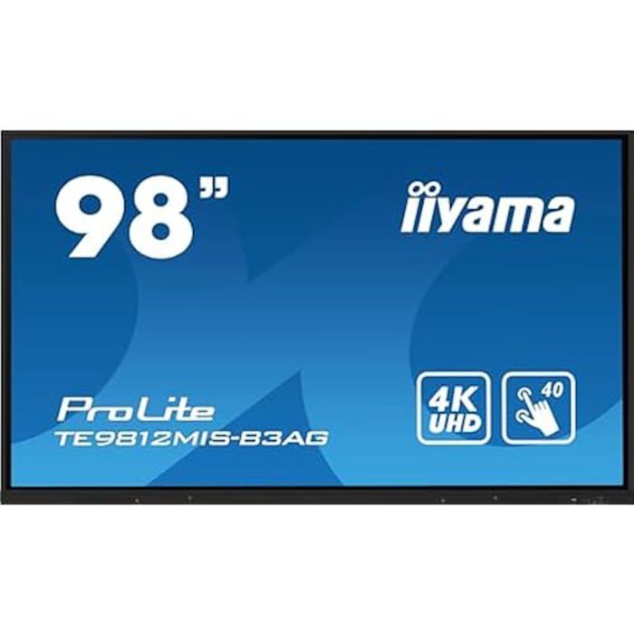 Ecran tactile iiyama Prolite TE9812MIS B3AG 2477cm 98  4K UHD HDMI VGA USB C Black IPS 350 cd mA
