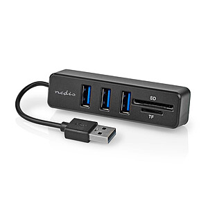 Nedis USB 2 0 Hub 3 Ports USB A Lecteur carte micro SD
