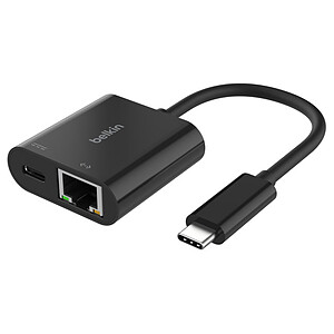 Belkin Adaptateur USB C vers RJ45 Gigabit Ethernet passtrhough 100 W