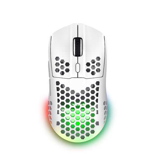 Trust Gaming GXT 929W Helox Souris Gaming sans Fil Ultralegere 75g 80h de Batterie Recepteur Micro USB 24 GHz DPI Reglable 800 4800 Souris Gamer Rechargeable LED PC Ordinateur White
